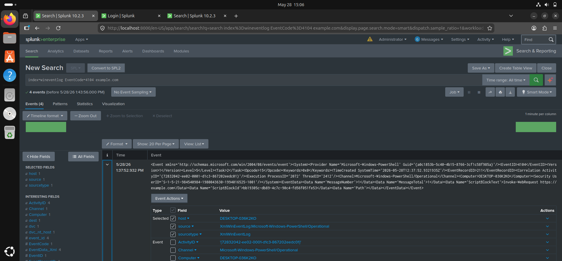 Event ID 4104 Detection in Splunk