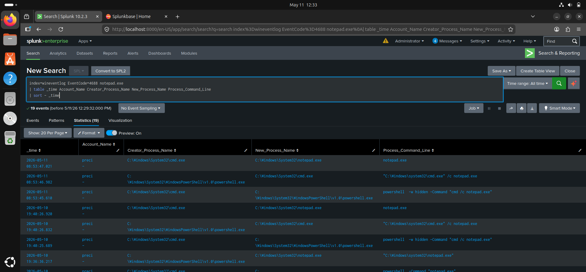 LAB 2 EventCode 4688 Detection
