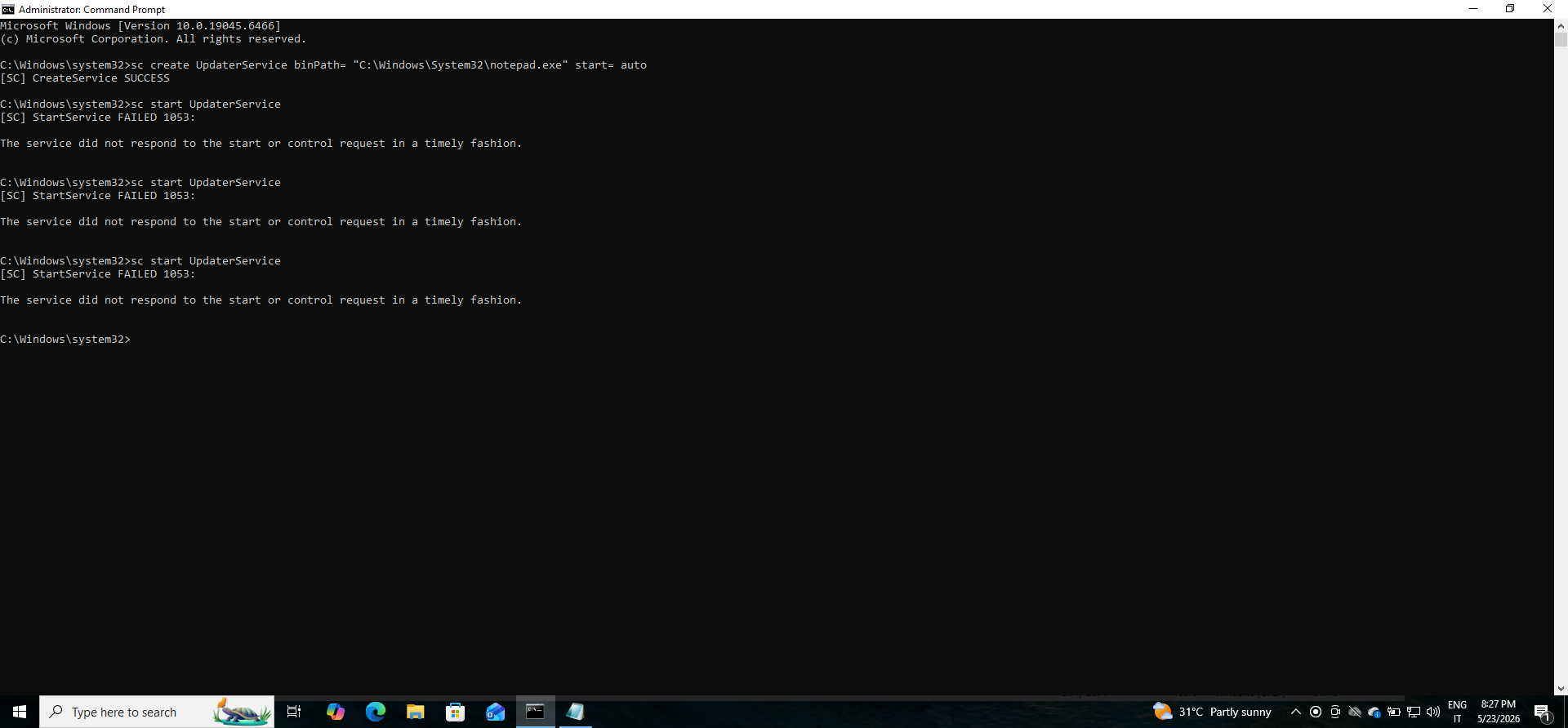 Service Creation and Start Command