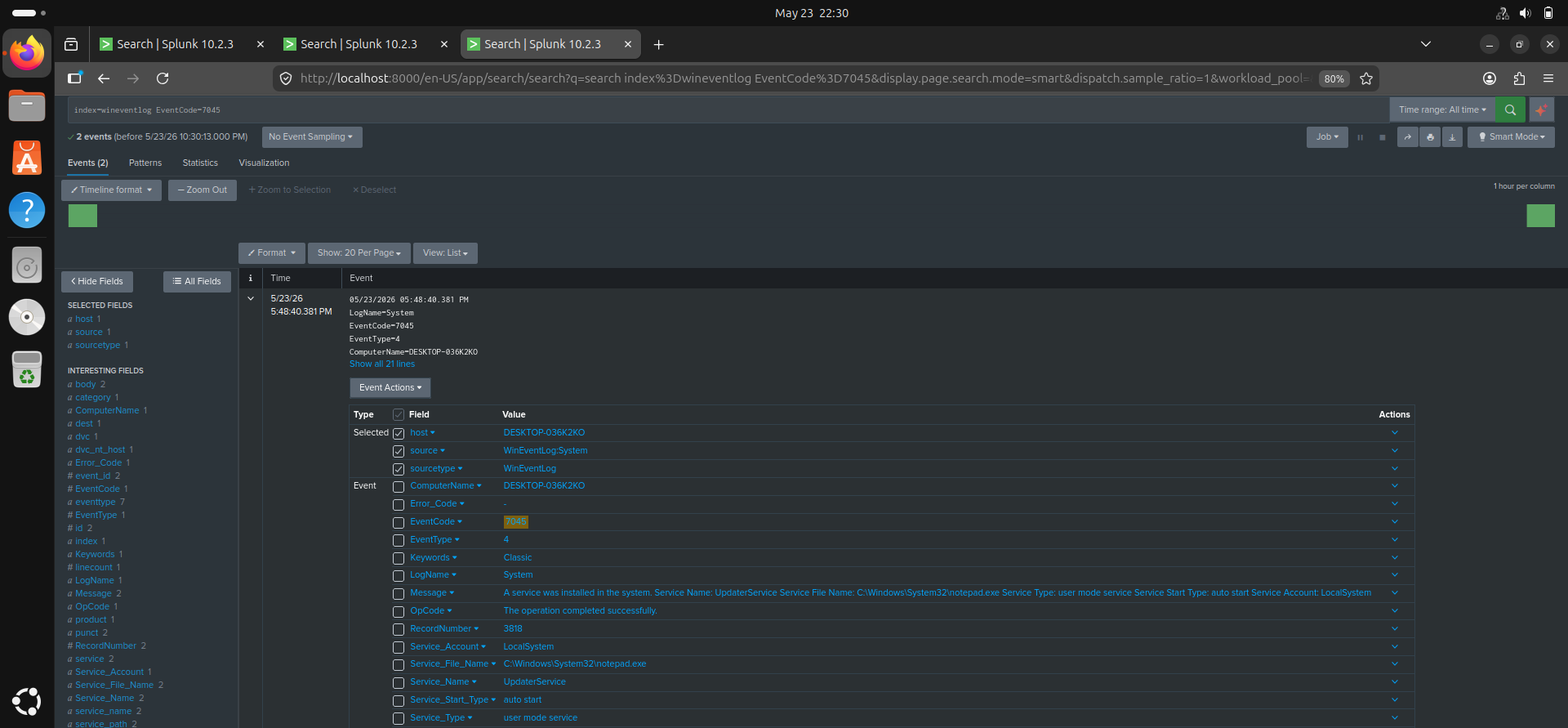Event ID 7045 Detection in Splunk