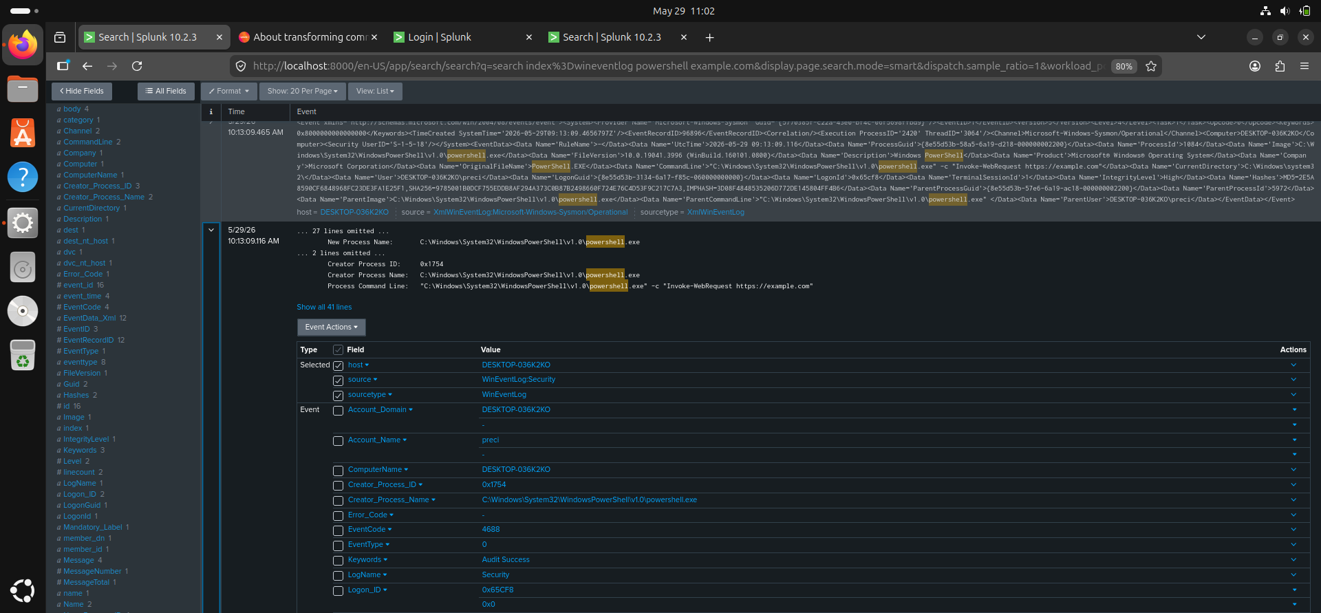 Splunk Powershell Event Correlation Lab | Documenting my Cybersecurity ...
