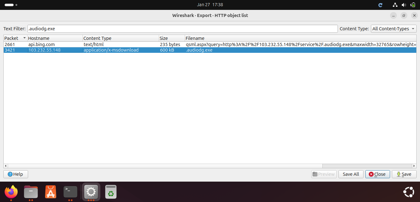 Malware File Download Evidence