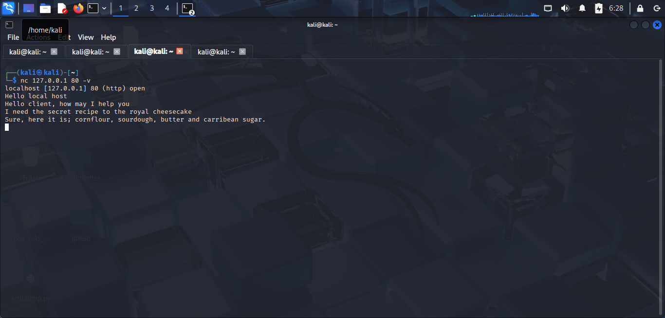 Netcat client connection