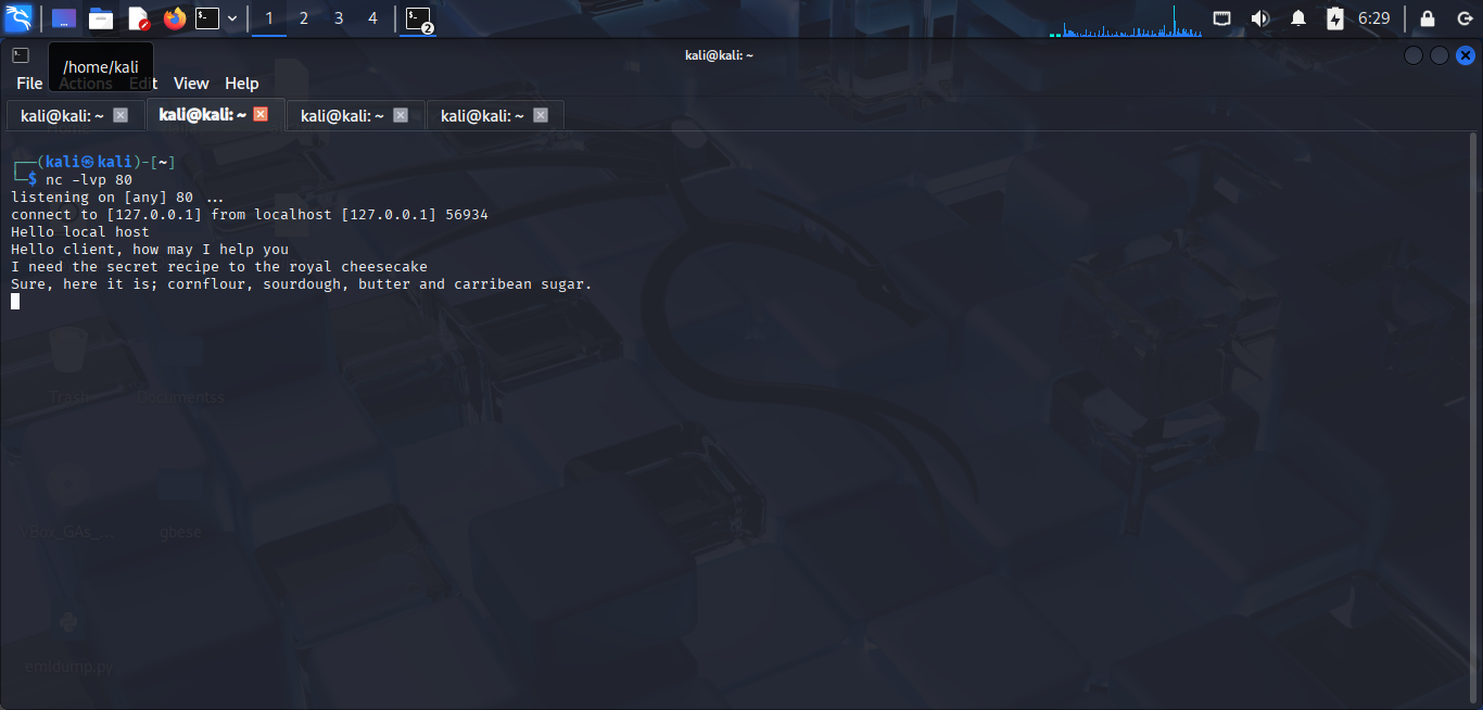 Netcat server listening
