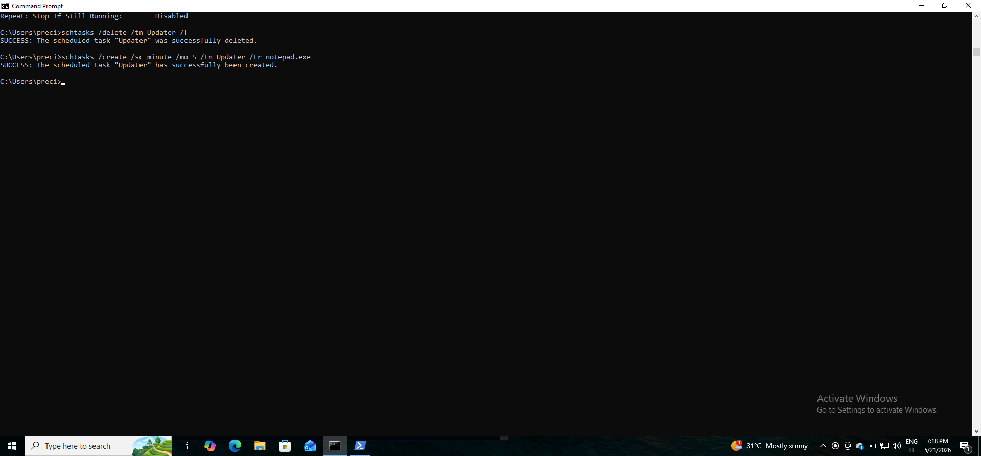 Scheduled Task Creation Command
