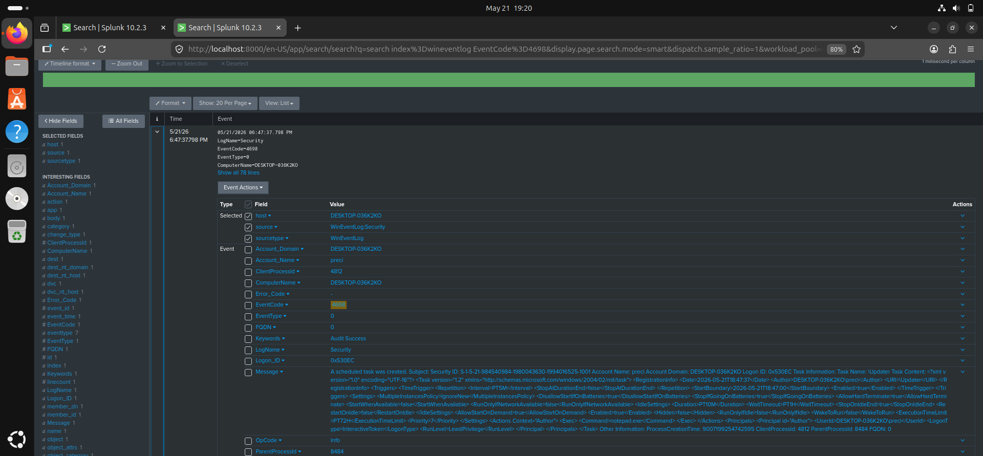 Event ID 4698 Detection in Splunk