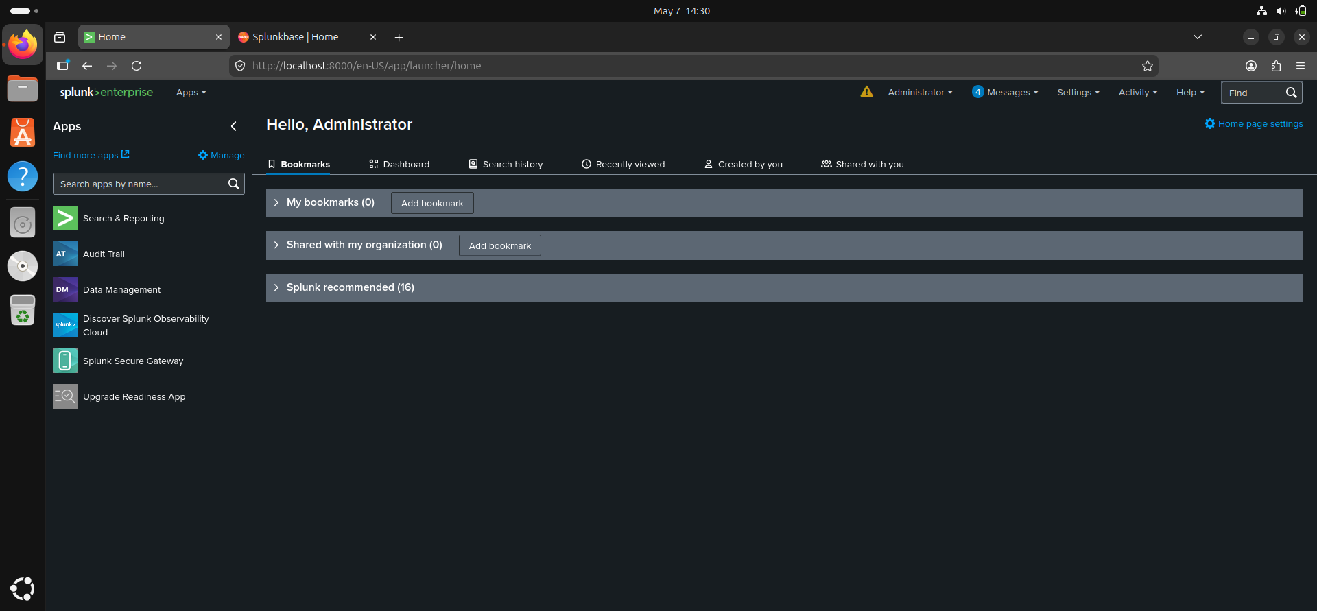 Splunk Home Dashboard