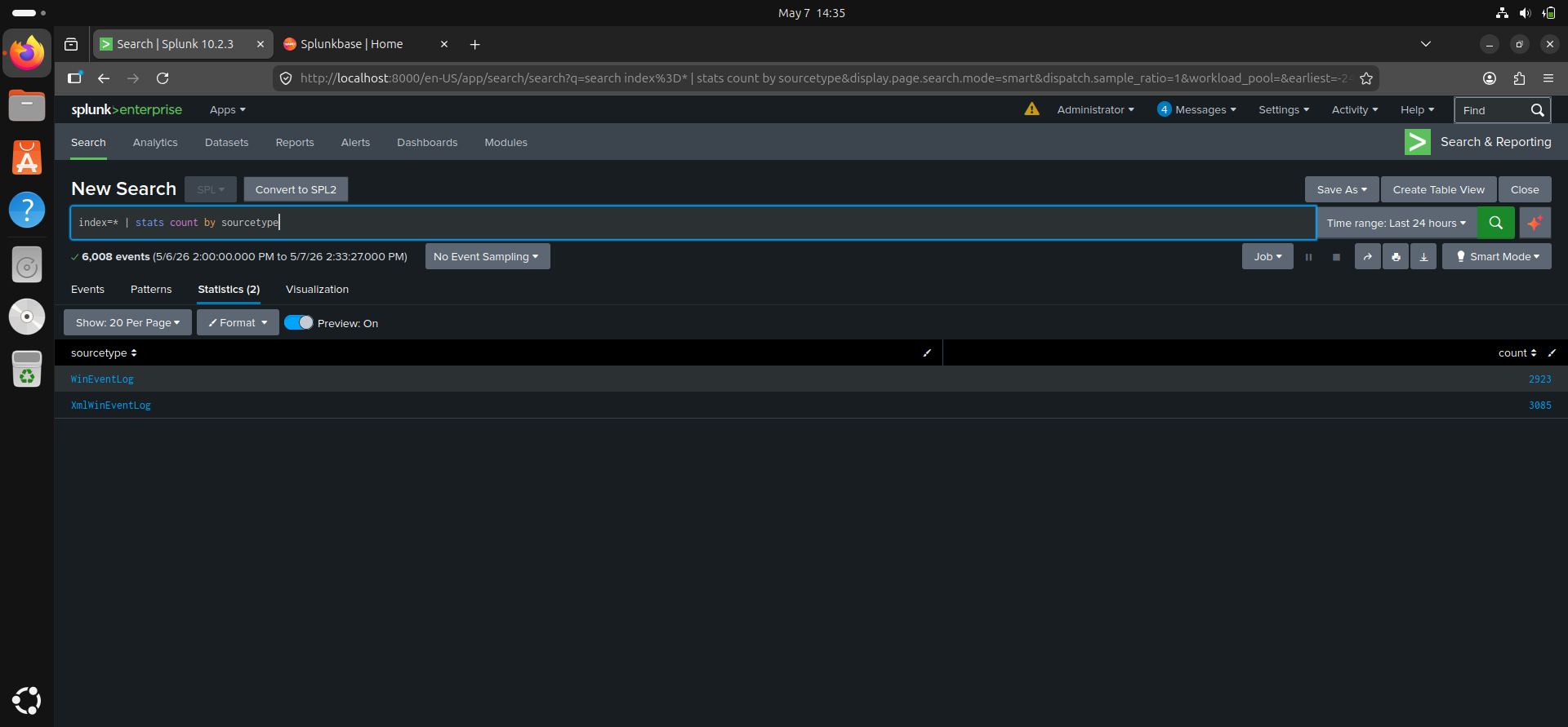 Basic SPL Search Results