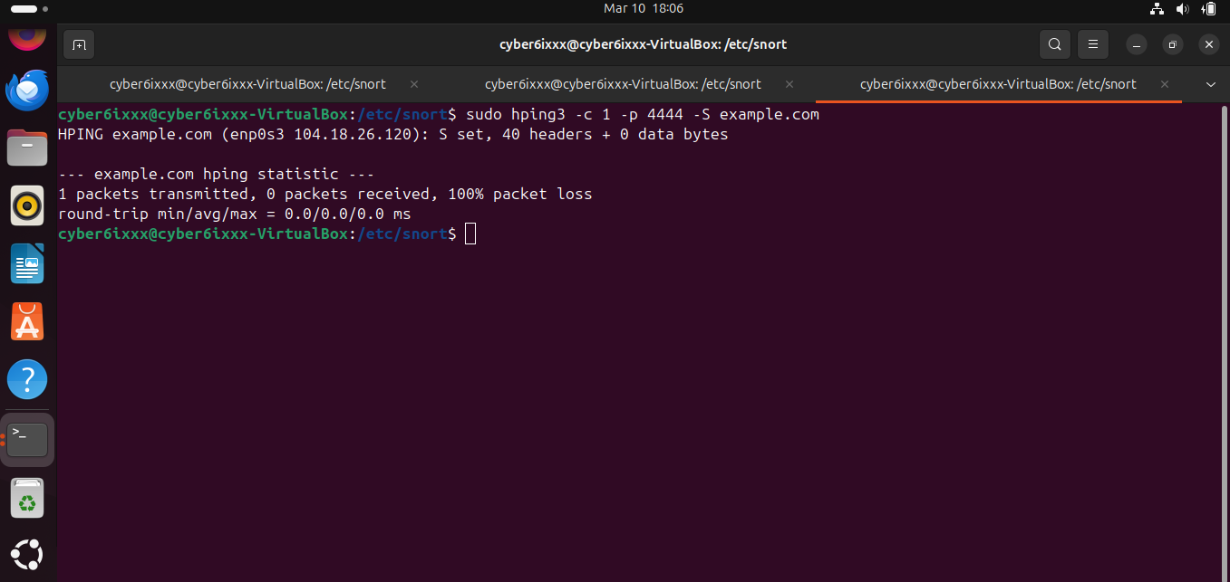 hping3 SYN Packet Test
