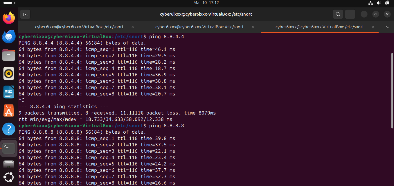 Ping Test Results