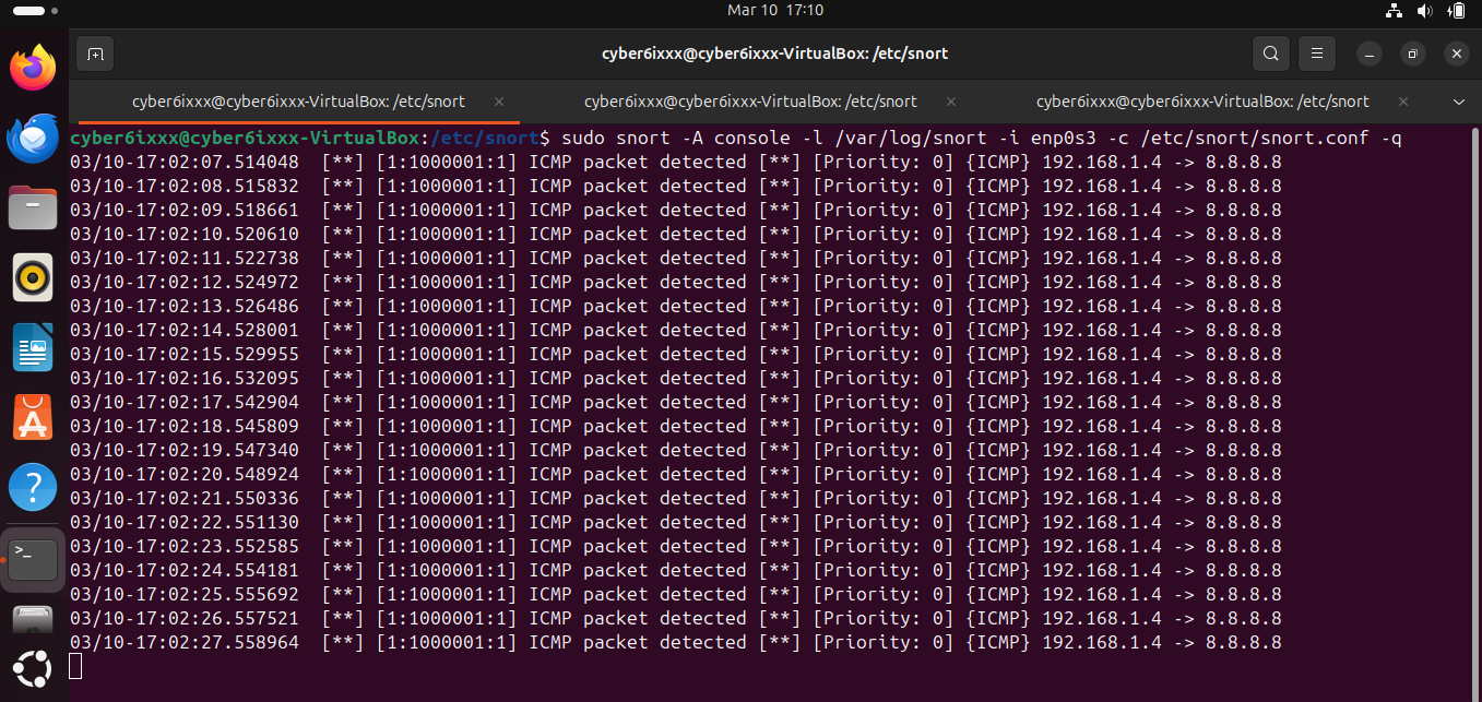 Snort ICMP Traffic Detection