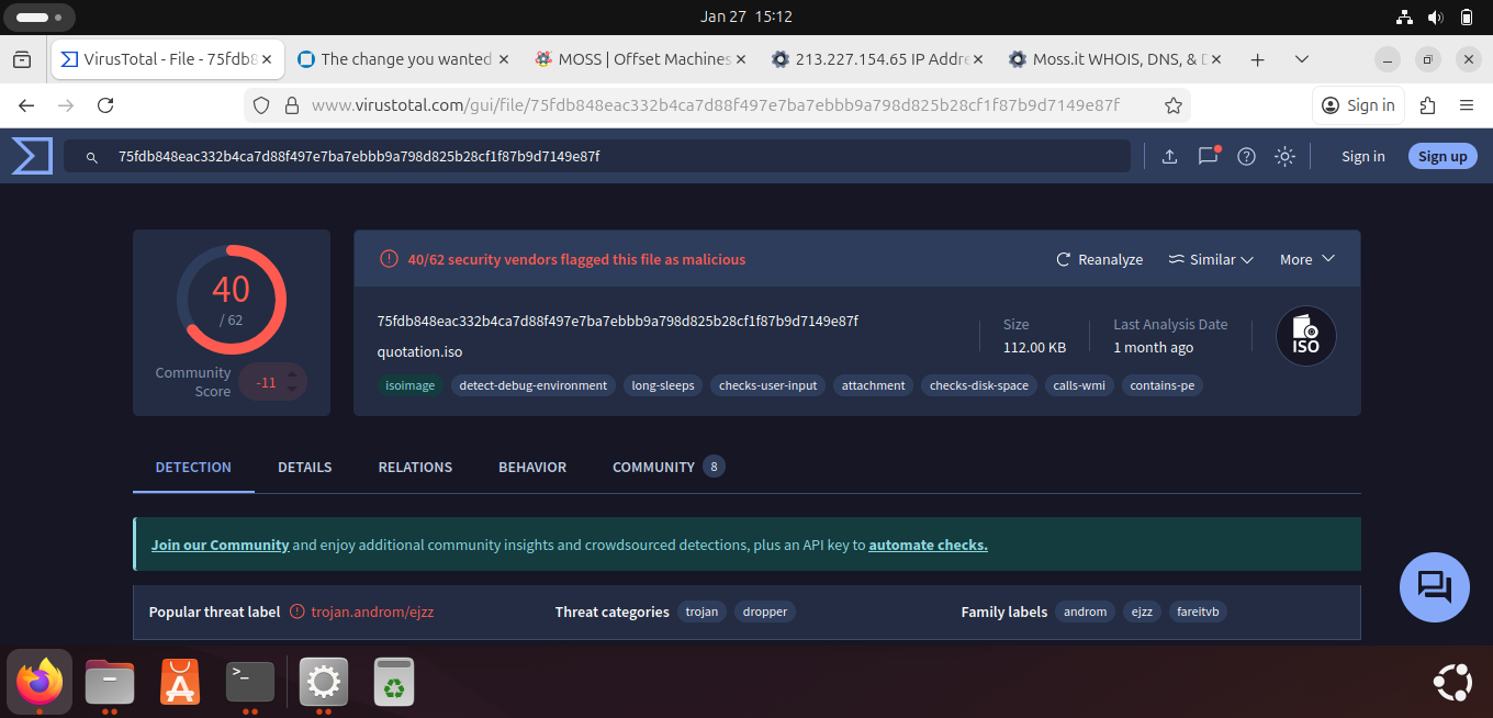 VirusTotal Malware Detection